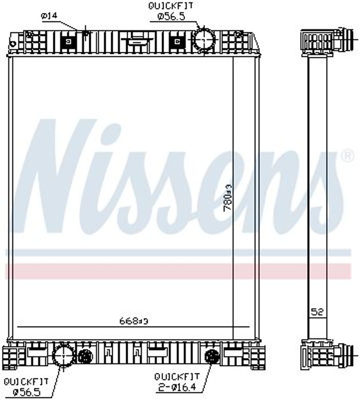 Kühler Motor ((en) without frame) passt zu: MERCEDES ATEGO, AXOR 2 OM902.913-...