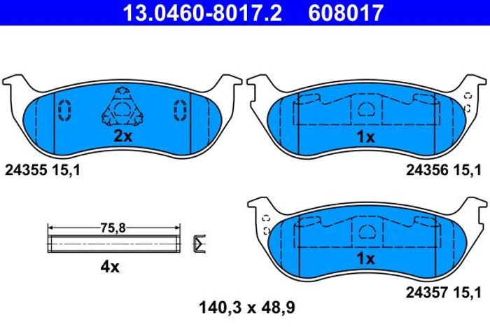 Bremsbelagsatz hinten , passt zu: JEEP CHEROKEE 2.4-3.7 10.96-01.08