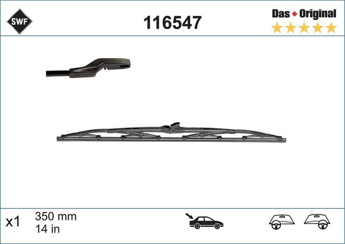 Wischerblatt Bügelwischer hinten (1Stück) Standard 350mm passt zu: VOLVO V50;...