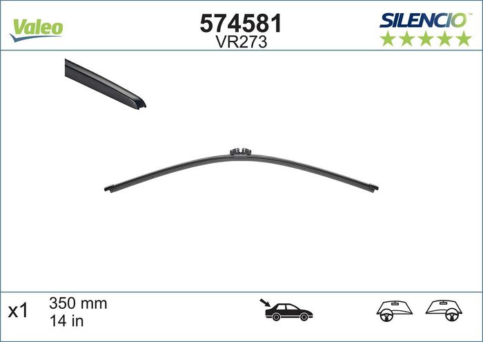 Wischerblatt Flachbalkenwischer hinten (1Stück) VR273 Silencio Xtrm 350mm pas...