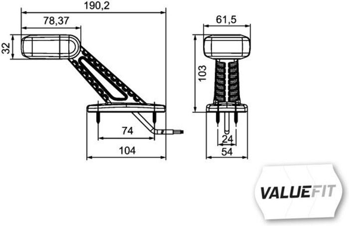 Markierungslicht L, orange/rot/weiß, LED, höhe 103mm; breite 190,2mm; tiefe 6...