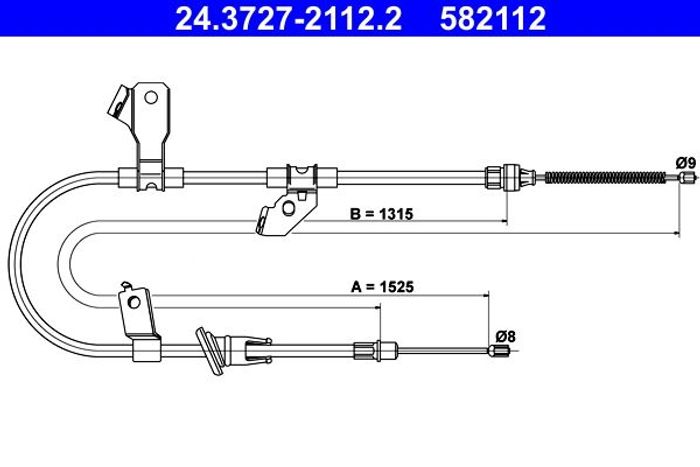 Handbremsseil hinten L (1525mm) passt zu: MITSUBISHI COLT, COLT VI 1.1-1.5D 0...