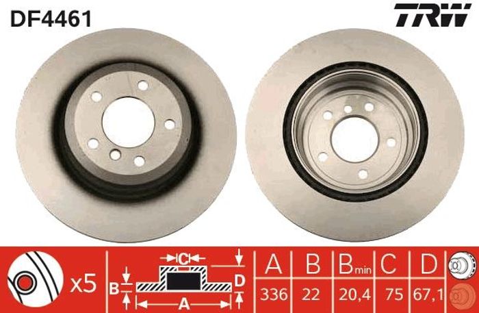 Bremsscheibe hinten L/R passt zu: BMW 3 (E90), 3 (E91), 3 (E92), 3 (E93), X1...