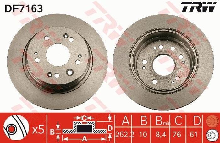 Bremsscheibe hinten L/R passt zu: HONDA FR-V, STREAM 1.7-2.2D 05.01-12.09