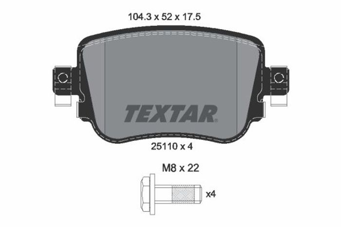 Bremsbelagsatz hinten (mit Bremssattelführungsschrauben), passt zu: AUDI A1,...