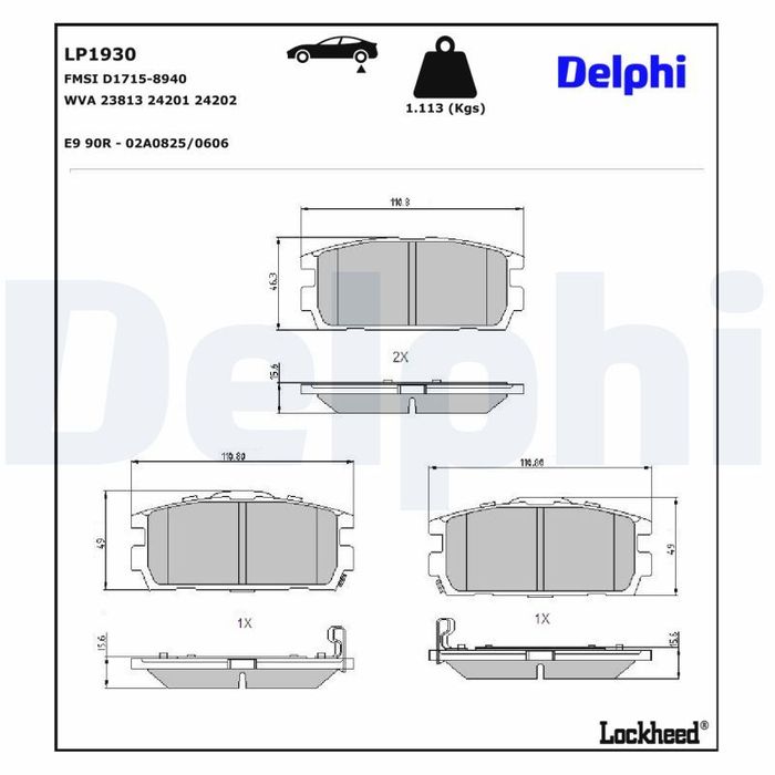 Bremsbelagsatz hinten , passt zu: HYUNDAI TERRACAN 2.5D/2.9D/3.5 11.01-12.06