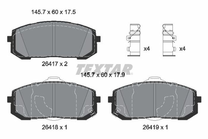 Bremsbelagsatz vorne (mit Extras), passt zu: HYUNDAI ELANTRA VII, SONATA VIII...