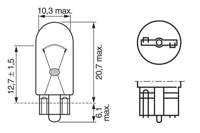 Glühbirne (Karton 10Stück) W5W 12V 5W W2,1X9,5D Pure Light