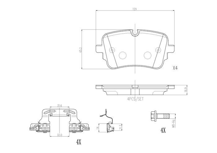 Bremsbelagsatz hinten , passt zu: AUDI A5, A6 ALLROAD C8, A6 C8, A6 C9, A7, A...