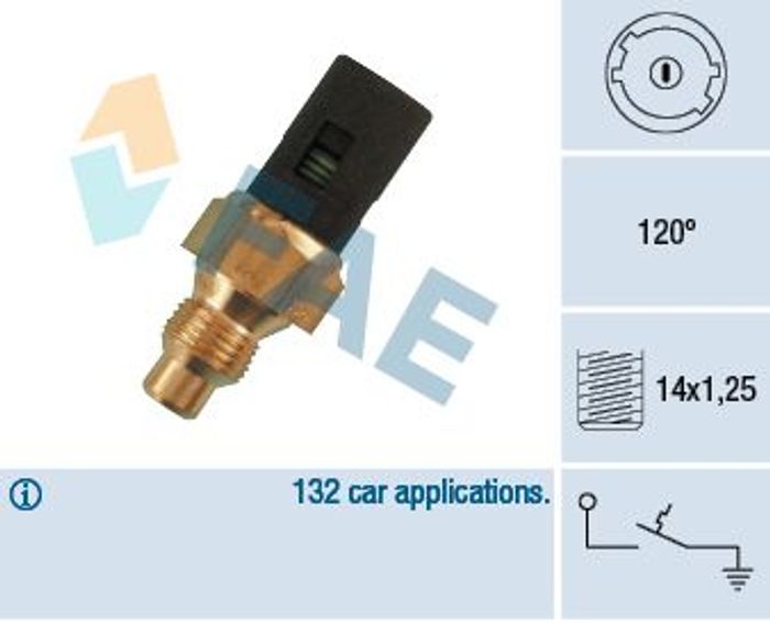 Kühlmitteltemperatur -Sensor (anzahl der Pins: 1, schwarz) passt zu: RENAULT...