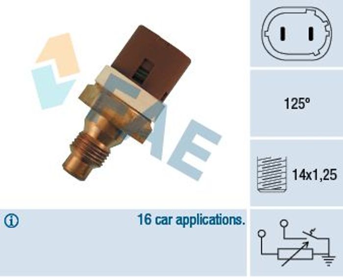 Kühlmitteltemperatur -Sensor (anzahl der Pins: 2, braun) passt zu: RENAULT 21...