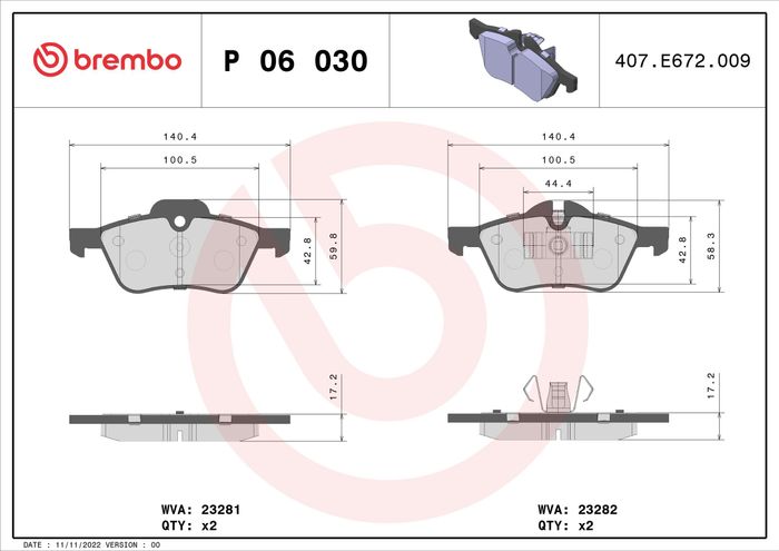 Bremsbelagsatz vorne , passt zu: MINI (R50, R53), (R52) 1.4D/1.6 06.01-07.08