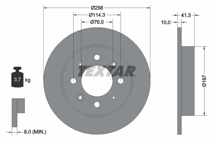 Bremsscheibe hinten L/R (ohne Radschraube) passt zu: KIA CERATO I, CERATO II...