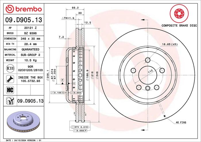 Zweiteilige Bremsscheibe vorne L/R passt zu: BMW 3 (G20, G80, G28), 3 (G21),...