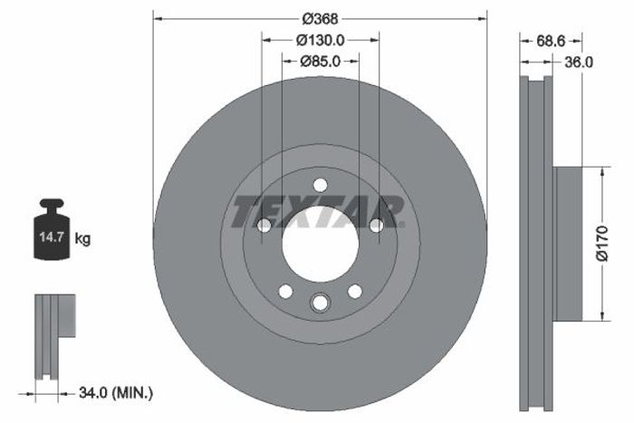 Bremsscheibe vorne L/R passt zu: PORSCHE CAYENNE; VW TOUAREG 2.5D-6.0 05.02-0...