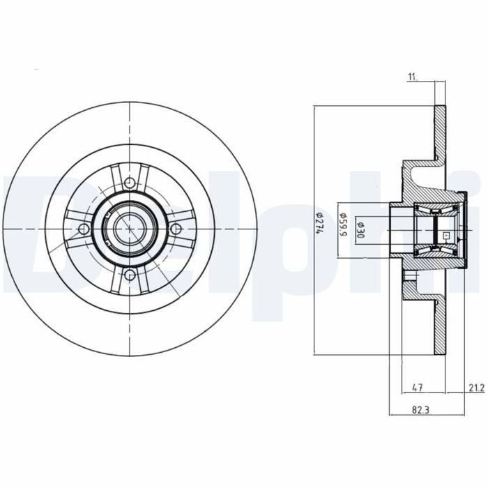 Bremsscheibe mit Lager hinten L/R (mit Hub) passt zu: RENAULT GRAND SCENIC II...