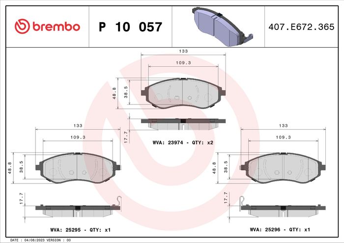 Bremsbelagsatz vorne , passt zu: CHEVROLET AVEO / KALOS; DAEWOO KALOS 1.2-1.6...