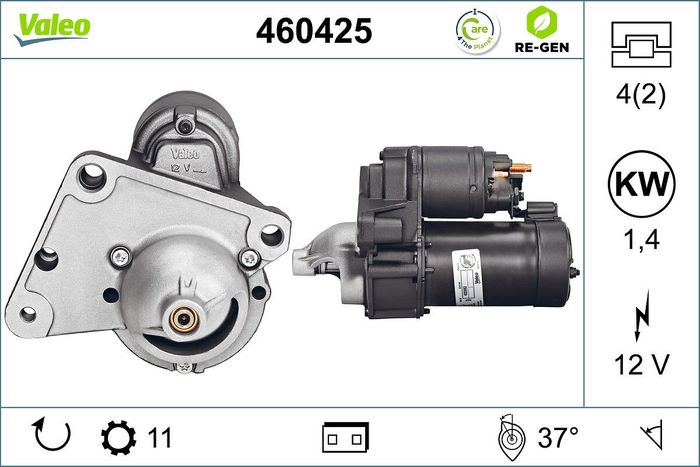 Anlasser (12V, 1,4kW, runderneuert) passt zu: DS DS 3, DS 4; CITROEN BERLINGO...