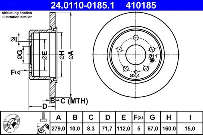 Bremsscheibe hinten L/R passt zu: MERCEDES /8 (W114), /8 (W115), 123 (C123),...