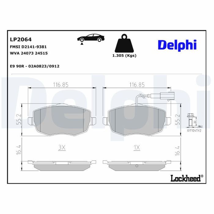 Bremsbelagsatz vorne , passt zu: LANCIA YPSILON 1.2-1.4LPG 10.03-12.11