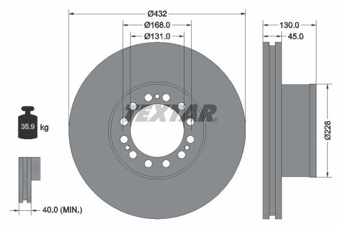 Bremsscheibe hinten/vorne L/R (432mmx45mm) passt zu: MAN E2000, F2000, FOC, H...