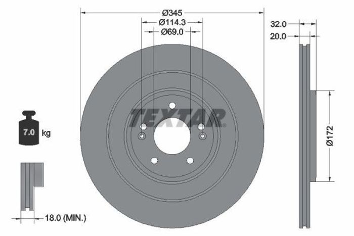 Bremsscheibe hinten L/R passt zu: HYUNDAI IONIQ 5, IONIQ 6; KIA EV6, EV9 Elec...