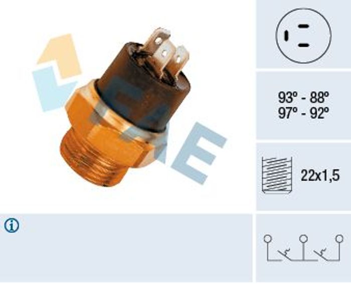 Thermoschalter des Kühlerlüfters passt zu: CITROEN C15, VISA; PEUGEOT 205, 20...