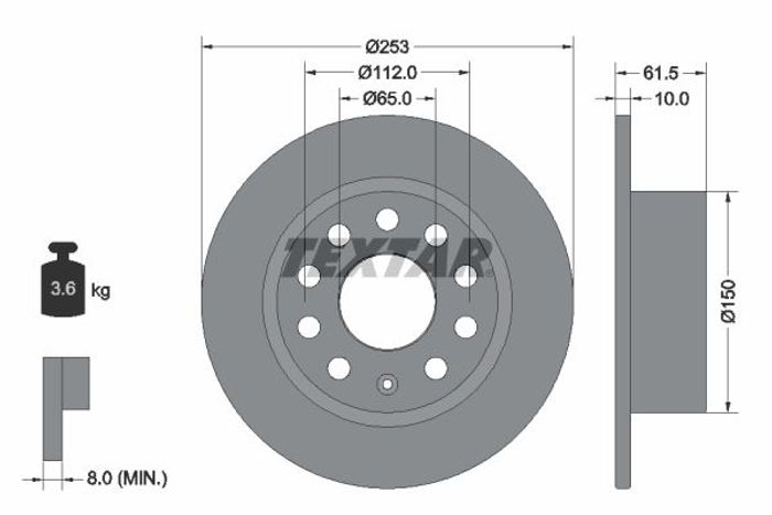 Bremsscheibe hinten L/R passt zu: SKODA OCTAVIA III 1.0-2.0D 11.12-10.20