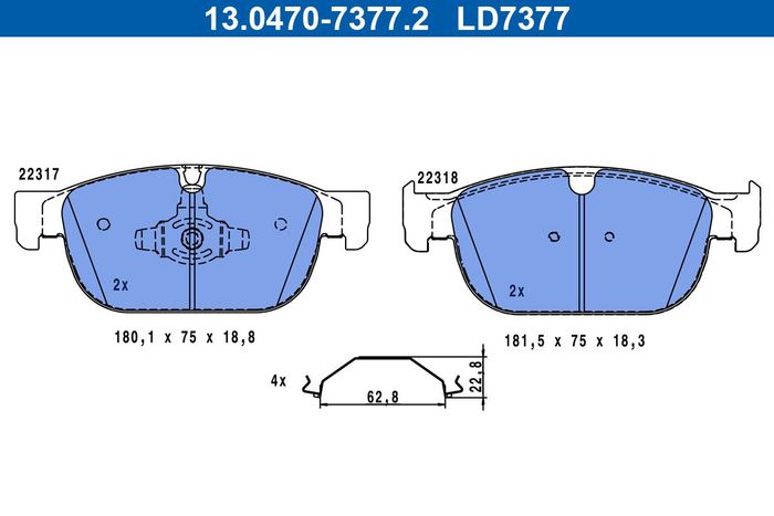 Bremsbelagsatz vorne , passt zu: VOLVO C40, EC40, EX40, S60 III, S90 II, V60...