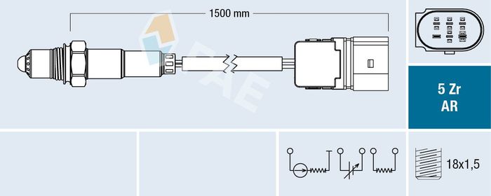 Lambdasonde (anzahl der Leitungen 5, 1500mm) passt zu: AUDI A3, A4 B5, A4 B6,...
