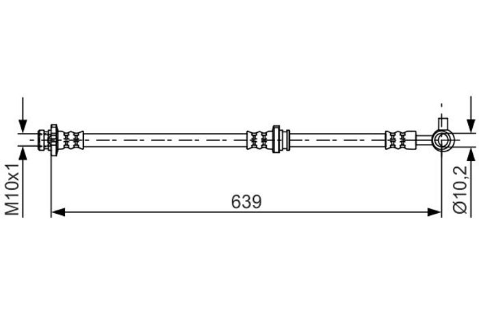 Bremsleitung elastisch vorne R (länge 639mm,durchmesser 10,2mm, M10x1/Banjo)...