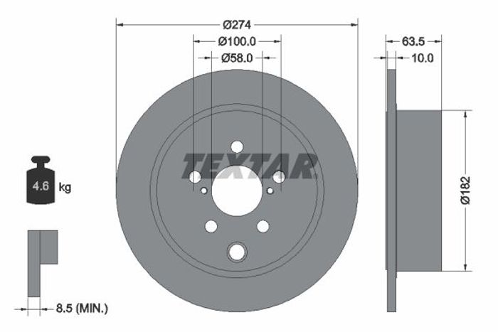 Bremsscheibe hinten L/R passt zu: SUBARU FORESTER, IMPREZA, XV 1.6-2.5 07.11