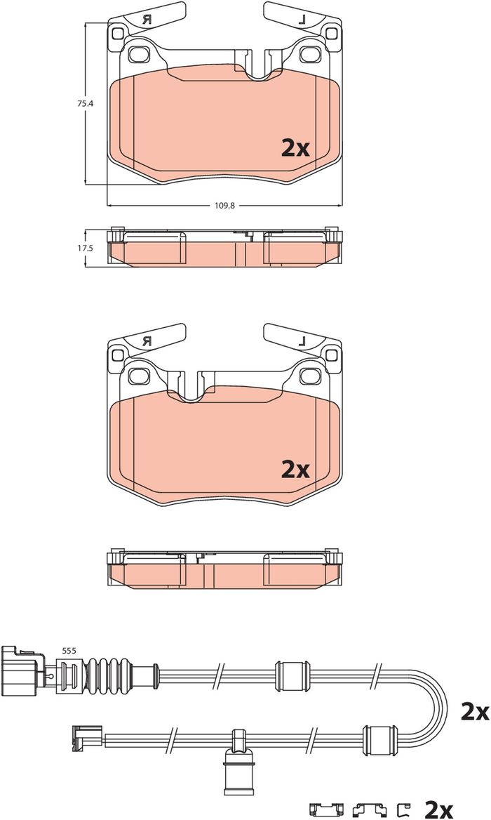 Bremsbelagsatz hinten , passt zu: LEXUS GS, RC 2.0/2.5H/5.0 08.14