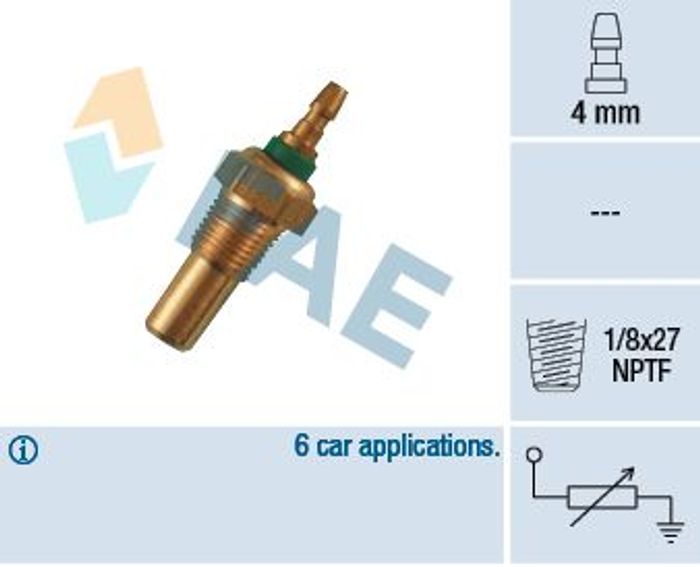 Kühlmitteltemperatur -Sensor (anzahl der Pins: 1, grün) passt zu: LAND ROVER...