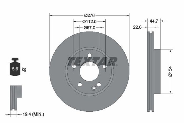 Bremsscheibe vorne L/R passt zu: MERCEDES A (W169), B SPORTS TOURER (W245) 1....