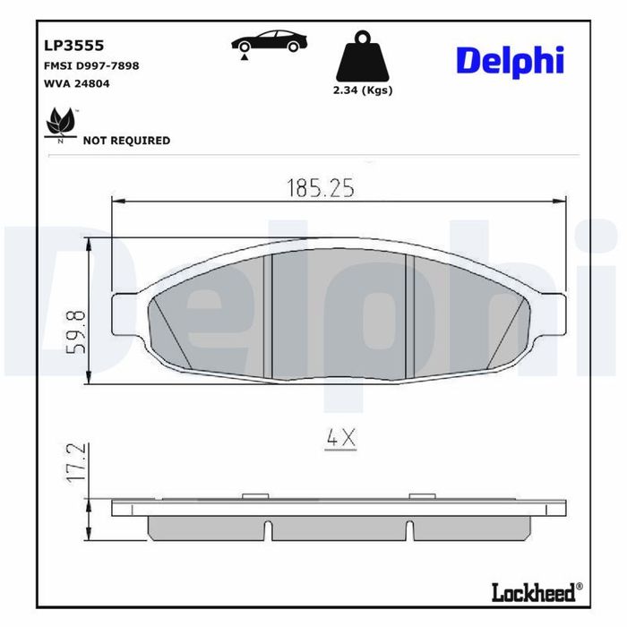 Bremsbelagsatz vorne (mit Dämpfungspad), passt zu: CHRYSLER PACIFICA 3.5/3.8/...