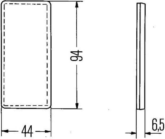 Reflektierendes Licht rechteckig (Selbstklebend, 44mm x 7/94mm x 7mm)