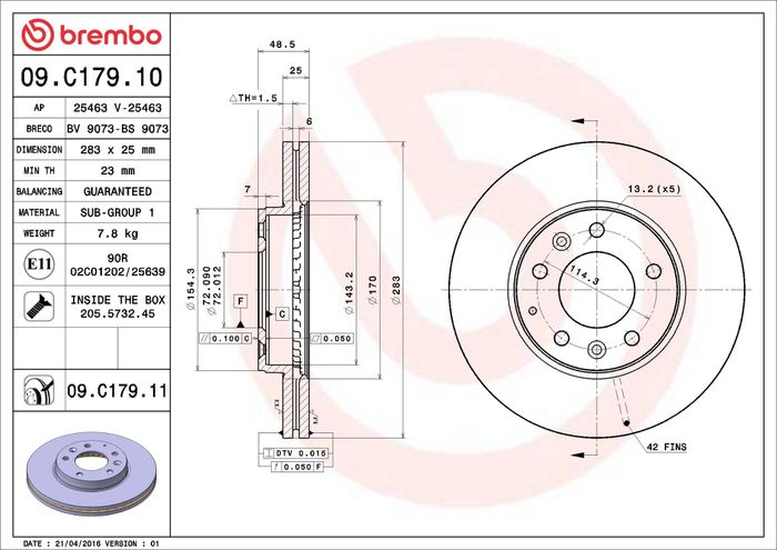 Bremsscheibe vorne L/R passt zu: MAZDA 6 1.8-2.3 01.02-07.13
