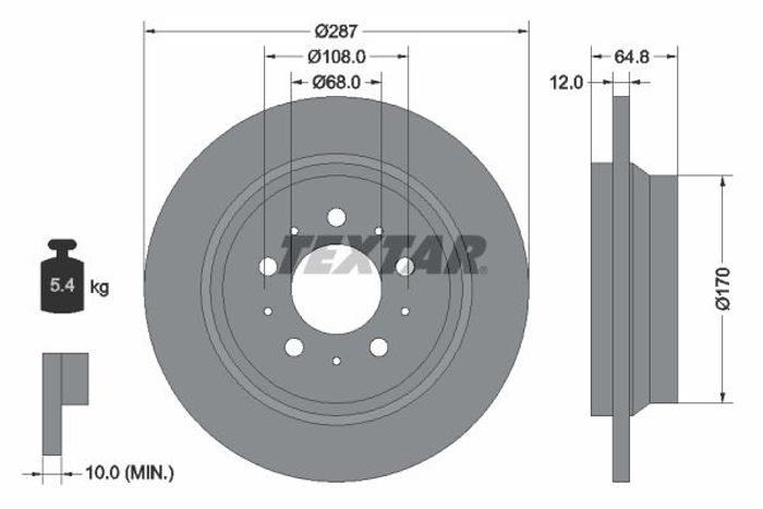 Bremsscheibe hinten L/R (ohne Radschraube) passt zu: VOLVO S60 I, S70, S80 I,...
