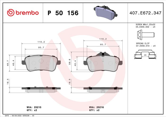 Bremsbelagsatz hinten , passt zu: MERCEDES GL (X166), GLE (C292), GLE (W166),...
