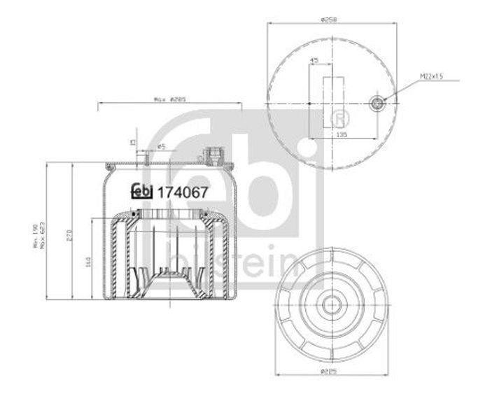 Balg Luftfederung hinten (durchmesser: 225/250mm) passt zu: MERCEDES ACTROS M...