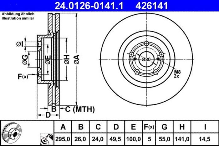 Bremsscheibe vorne L/R passt zu: TOYOTA AVENSIS 1.8-2.4 01.03-11.08