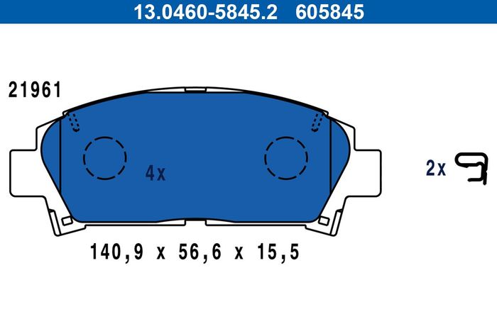Bremsbelagsatz vorne , passt zu: TOYOTA AVENSIS 1.6-2.0D 09.97-02.03