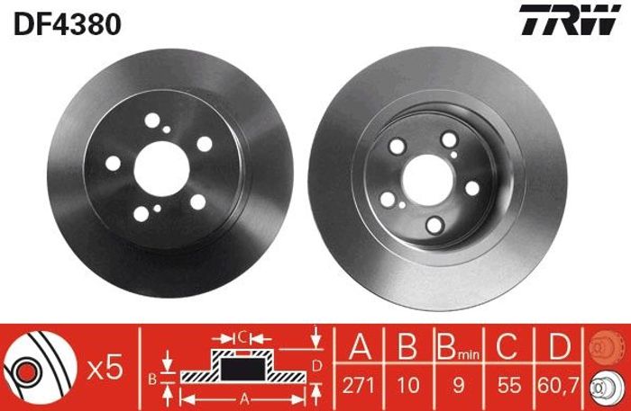 Bremsscheibe hinten L/R passt zu: TOYOTA AVENSIS 1.6-2.0D 09.97-02.03