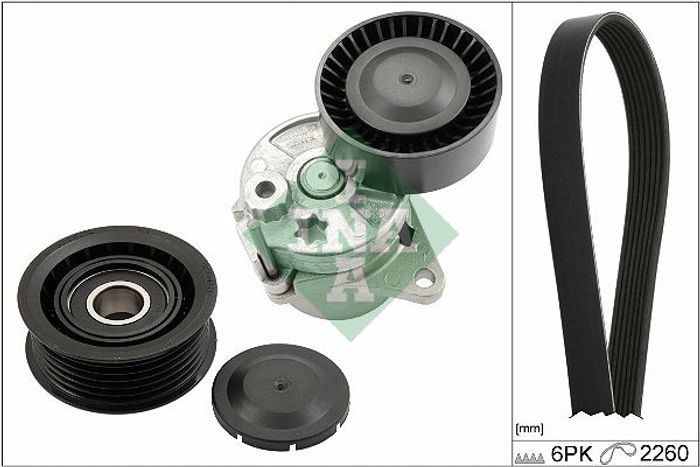 Satz der Rippenriemen (mit Spanner) passt zu: MERCEDES C (CL203), C (W203), C...