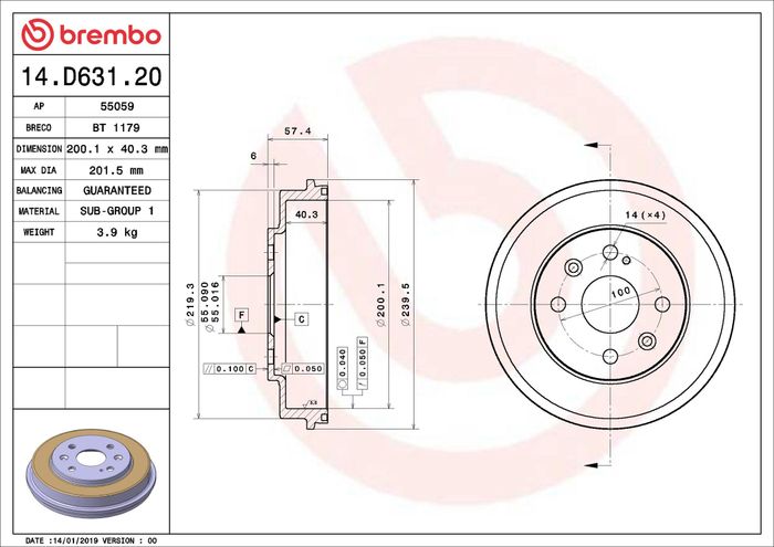 Bremstrommel hinten passt zu: MAZDA 2 1.3-1.6D 07.07-06.15