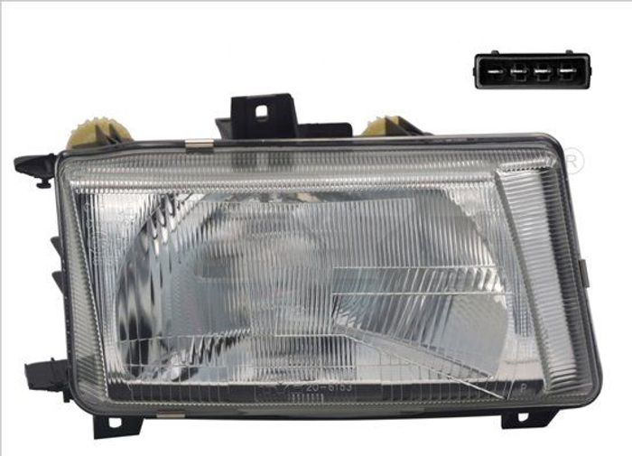 Scheinwerfer L (H4, Mechanisch, elektrisch, ohne motor, einsatzfarbe: silber)...