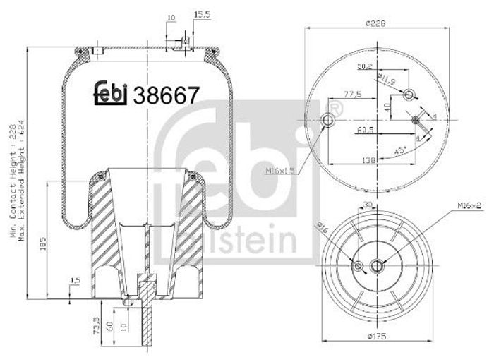 Balg Luftfederung hinten (durchmesser: 228mm) passt zu: SCANIA G I, P I, R I,...