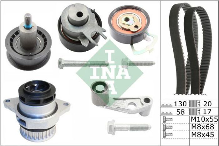 Ventilsteuerung Satz (Riemen + Rolle + Flüssigkeitspumpe) passt zu: AUDI A2;...