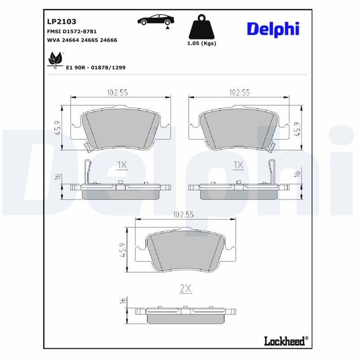 Bremsbelagsatz hinten , passt zu: TOYOTA AURIS, COROLLA, VERSO 1.2-2.2D 10.06...